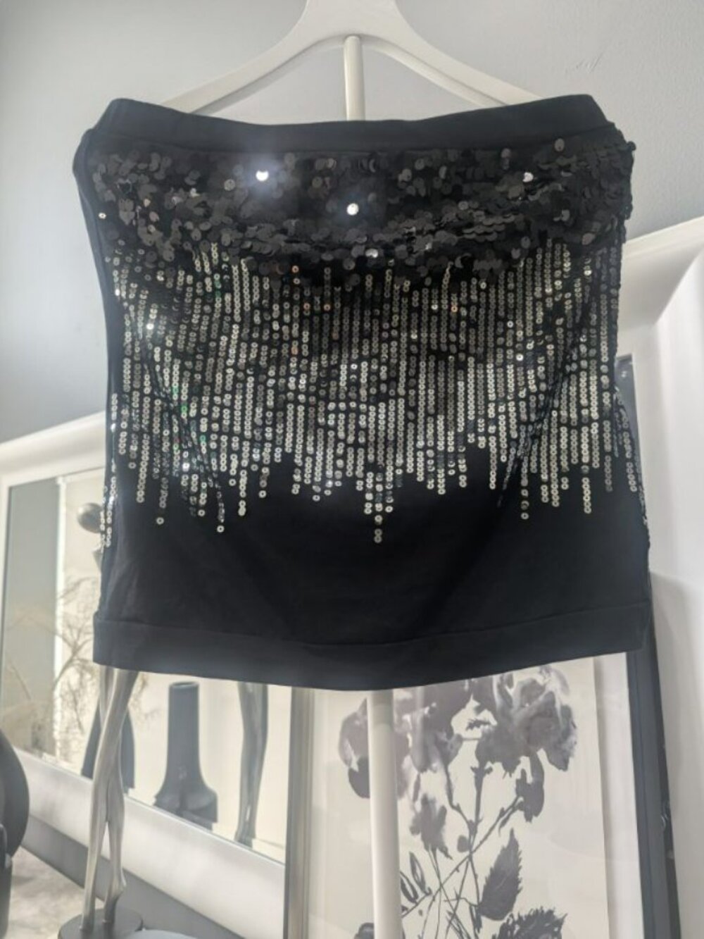 Almost Famous Black Sequin Strapless Top – Size XL